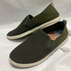 OluKai Hale'Iwa Women's 8 Shoes Green Slip-On Deck Sneakers Mesh Fabric